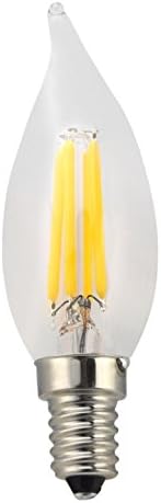 Camiglo Vintage Candleabra Flame Tip LED Filament Bulb C32 C11 - 4w watt Chandelier LED Light Bulb, E12, E14 Base screw, Clear warm White 2700K, 110VAC Replacement LED Bulb Dimmable UL Listed