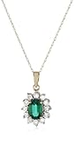 10k Yellow Gold Created Emerald and Diamond-Accent Pendant Necklace, 18