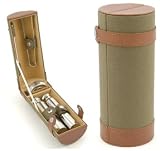 Visol VTR-3-300 Dark Green and Brown Leather / Stainless steel Bar Travel Set
