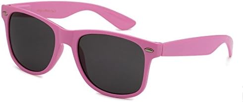 Classic Retro Horn Rimmed Wayfarer Sunglasses Metal Spring Hinge Comfort Fit (Light Pink)