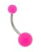 Neon Acrylic Belly Ring - Pink - 14G - SM Ball 5MM - LG Ball 8MM - 12MM L - Sold Individually