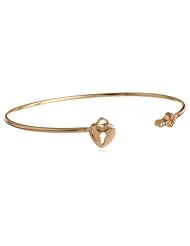 Brass Heart Lock and Key Cuff Bracelet; 2.75"