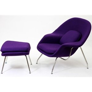 Designer Modern Eero Saarinen Womb Chair & Ottman - In Purple