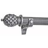 IMAGE OF Harome Designs 8 Ft - Quilted Fluted Wood Drapery Rod Set Pewter VWP-210-P-F-Qset