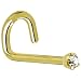 Solid 14KT Yellow Gold 1.5mm Genuine Diamond Left Nostril Screw- 20 Gauge