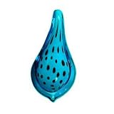 Murano Style Glass Aqua Turquoise Spot Puffy Leaf Pendant