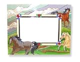 Horse Frolick Stained Glass Picture Frame