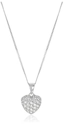 Sterling Silver Swarovski Zirconia Pave Heart Pendant Necklace, 18"