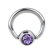 16 Gauge 1/4" Tanzanite Austrian Crystal BCR Captive Ring