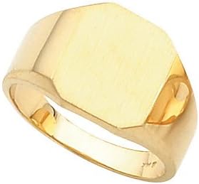 Sterling Silver Gents Octagon Signet Ring W/Brush Finished Top Size 10 / 22.00X20.00 Mm