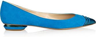 Nicholas Kirkwood Suede Pointed Toe Flats 8.5 Ocean Blue