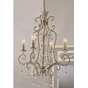 Shabby Vintage Metal Crystal CHANDELIER electric antique white FRENCH COUNTRY Chic 42" NEW