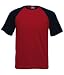 Fruit of the Loom short sleeve baseball t-shirt Brick red deep navy Medium (38 - 40 inch chest)