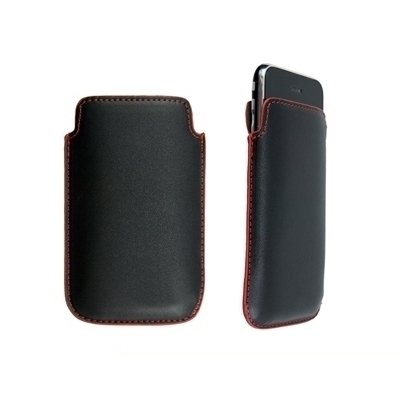 Logotrans Elegantes Leder-Etui f&uuml;r Apple iPhone 3G / 3Gs / 2G schwarz/rot Preisvergleich