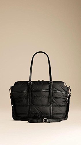 Burberry Diaper Bag Baby's Quilted Nylon Black with Changing Pad