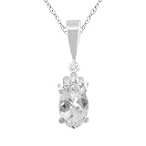 APRIL Birthstone Pendant 14k White Gold White Topaz Pendant