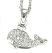 Super Cute Sea Whale Charm Necklace with Crystals Silver Tone