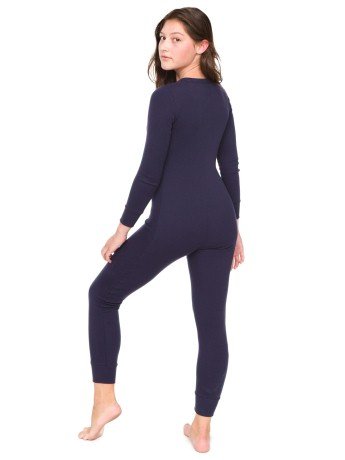 American Apparel Unisex Rib Henley One-Piece Medium-blue