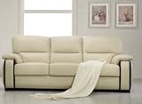 Elegance-Canape 3 Places En Cuir Beige