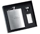 Graduation Flask Gift Set - Unique gift idea - 8 oz. Stainless steel liquor flask, funnel, and money clip holder