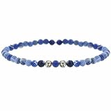  Genuine Soda Lite Stone 4mm Bead Beaded Stretch Bracelet