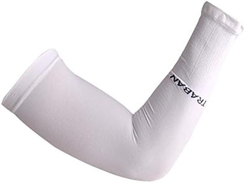 Tarban 1 Pairs of Cool Arm Sleeves Sun Block Compression Athletic Covers for Outdoor Activities with Special Cooling Cloth Mipan Aqua X (White)