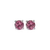 0.30 Carat Genuine Pink Tourmaline Sterling Silver Stud Earrings