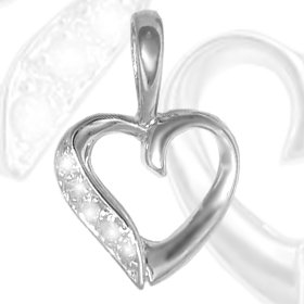 Jewelco London 9 carat White Gold 2.5pts Fine Diamond Heart Pendant