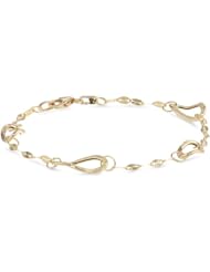 Italian 14k Yellow Gold Textured and High Polished Oval Link Bracelet, 7.25"
