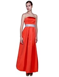 Strapless Lace-Up Satin Wedding Party Dress 