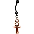 Black Titanium Ankh Cross Belly Ring