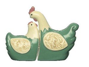 Nesting Rooster and Hen Pepper Shakers