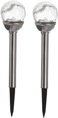 Best Season 477-37 Lampe de jardin LED à énergie solaire Argent 39 x 8 cm Lot de 2 (Import Allemagne)