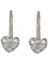 14k Diamond Mini Heart-shaped Earrings (0.12 ct.tw.)