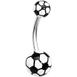 Black and White Soccer Ball Belly Ring
