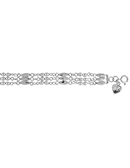 Sterling Silver Charm Bracelet w/ Triple Rows of Beads and Bars