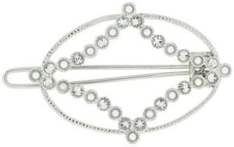 Linda Levinson - Oval Star Brooch Hair Clip - Silver with Swarovski Crystals & Pearls (1)