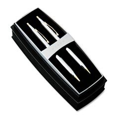 Cross Classic Century Medalist Ball-Point Pen and .05mm Pencil Set In Polished Chrome with 23 Karat Gold Plated Appointments