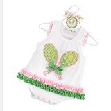 Mud Pie Country Club Baby Cotton Onesie Dress, Tennis, 0 - 6 Months
