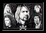 Dead at 27 (Kurt Cobain, Jimi Hendrix, Janis Joplin, Jim Morrison, Brian Jones) Gold Wood-Mounted Art Poster Print - 24 X 36