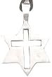 Christian Cross In Jewish Star Pewter Pendant Necklace