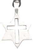 Christian Cross In Jewish Star Pewter Pendant Necklace - B00064UU7I