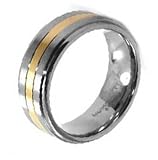 8MM Men's Titanium Wedding Band With Gold Center and Convex Edges