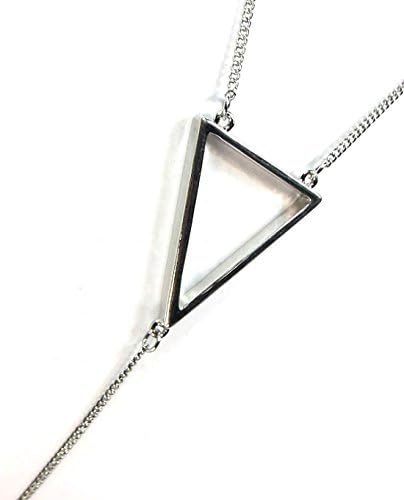 Fashion Triangle Layered Pendant Strand Statement Necklace Silver Tone