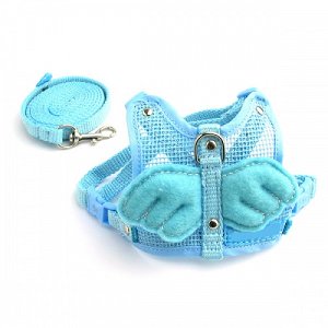 How's Your Dog Angel Wings Mesh Dog Harness and Leash Set - Blue/Medium (16