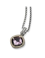 Antique Sterling Silver & 14K Gold Pink Amethyst Necklace