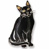 Clearly Charming Black Kitty Sterling Silver and Enamel Pin