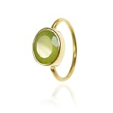 Gold ring with semi precious stone Green Chalcedony
