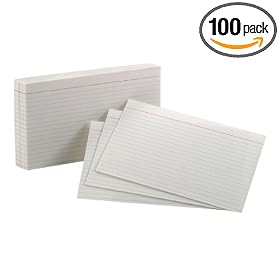 Recycled Oxford Index Cards, Ruled, 5"x8", White, 100/Pack ESS51