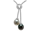 Natural South Sea & Tahitian Drop Pearl & Diamond Necklace in 18kt White Gold
